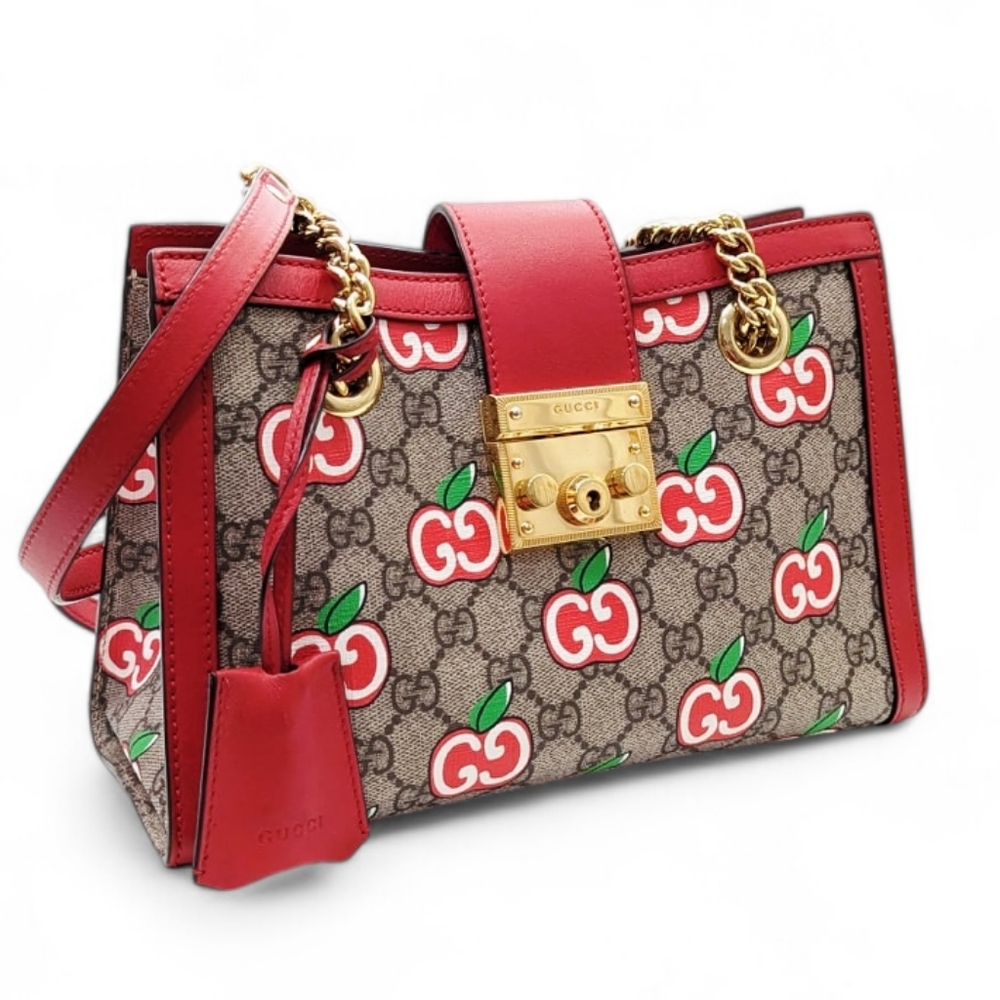 ✨️Authentic Limited Edition Gucci Small Padlock GG Supreme Red Apple Bag - Picture 7 of 15